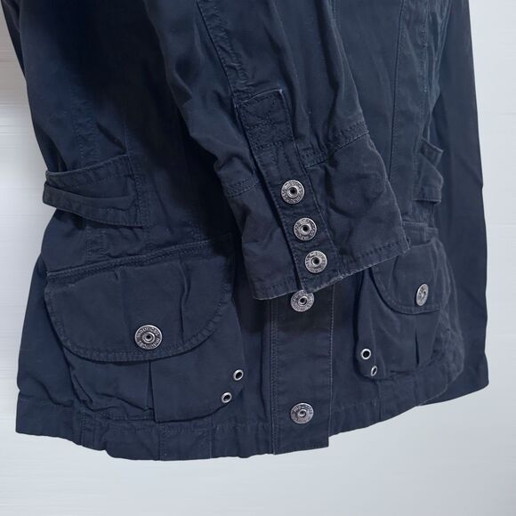 Maurices Utility Field Jacket Women Size M Y2K Black Cargo Gorpcore Snap Casual - Picture 4 of 8